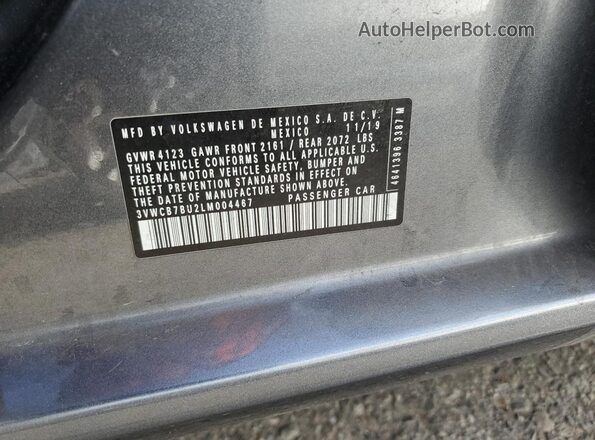 3VWCB7BU2LM004467 2020 VOLKSWAGEN JETTA Gray Engine compartment view
