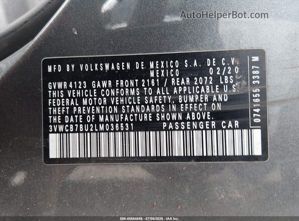3VWCB7BU2LM036531 2020 VOLKSWAGEN JETTA Navy Вид подкапотного пространства