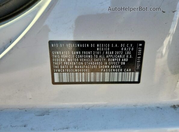 3VWCB7BU3LM060062 2020 VOLKSWAGEN ATLAS White ძრავის განყოფილების ხედი