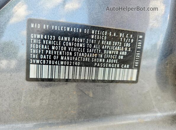 3VWCB7BU4LM002140 2020 VOLKSWAGEN JETTA Серый Вид подкапотного пространства