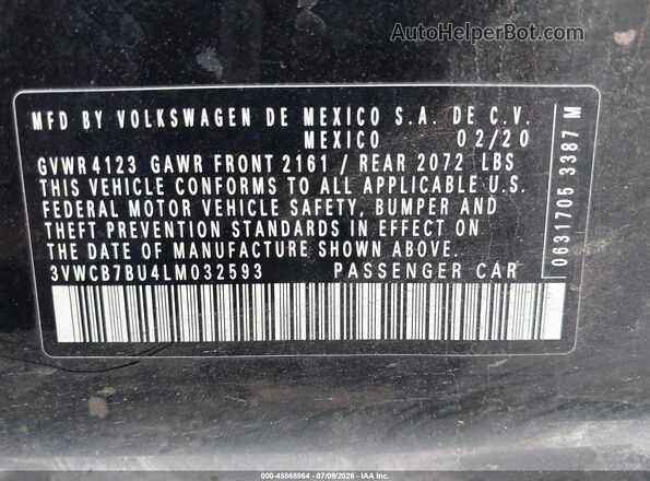 3VWCB7BU4LM032593 2020 VOLKSWAGEN JETTA Black Widok komory silnika