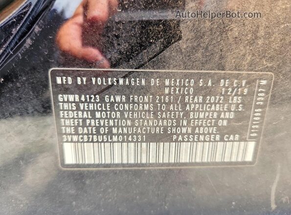 3VWCB7BU5LM014331 2020 VOLKSWAGEN JETTA Black VIN sticker view