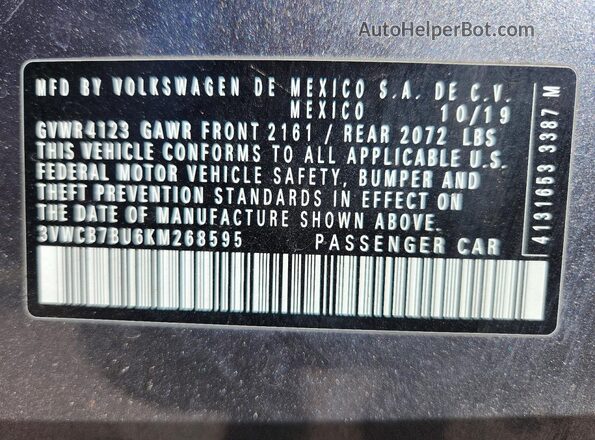 3VWCB7BU6KM268595 2019 VOLKSWAGEN JETTA Gray Engine compartment view