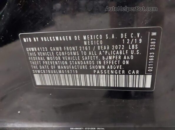 3VWCB7BU8LM016719 2020 VOLKSWAGEN JETTA Black Вид підкапотного простору