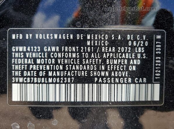 3VWCB7BU8LM062387 2020 VOLKSWAGEN JETTA Black VIN sticker view