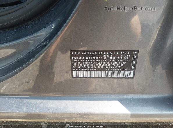 3VWCM7BU5NM030302 2022 VOLKSWAGEN JETTA Gray Вид підкапотного простору