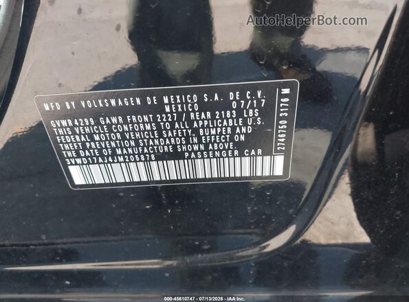 3VWD17AJ4JM205878 2018 VOLKSWAGEN JETTA Black Շարժիչի բաժամունքի տեսք