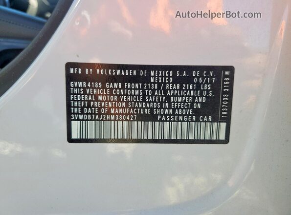 3VWDB7AJ2HM380427 2017 VOLKSWAGEN JETTA Gray Widok komory silnika