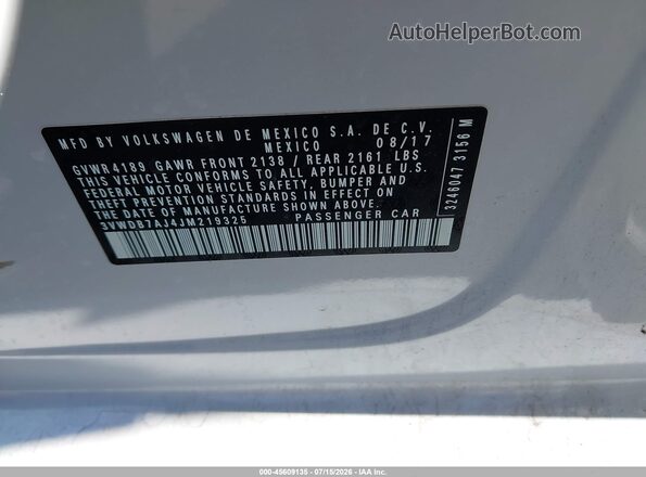 3VWDB7AJ4JM219325 2018 VOLKSWAGEN JETTA Silver Вид підкапотного простору