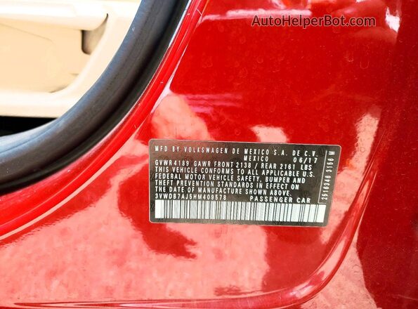 3VWDB7AJ5HM409578 2017 VOLKSWAGEN JETTA Burgundy Շարժիչի բաժամունքի տեսք