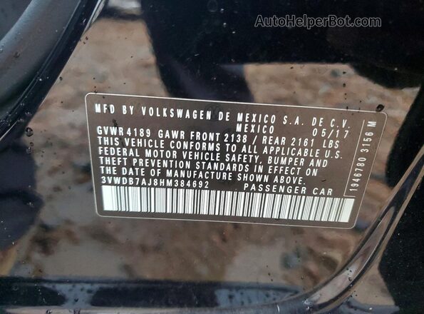 3VWDB7AJ8HM384692 2017 VOLKSWAGEN JETTA Black Vista del compartimento del motor