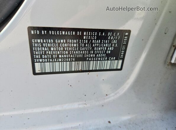 3VWDB7AJXJM226876 2018 VOLKSWAGEN JETTA Белый Вид наклейки с VIN-кодом