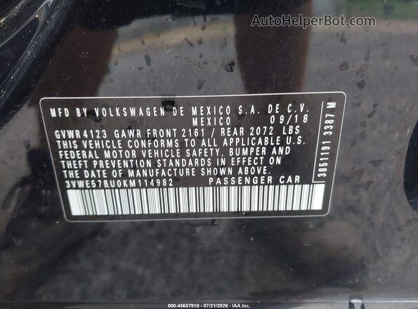3VWE57BU0KM114982 2019 VOLKSWAGEN JETTA Black Widok komory silnika