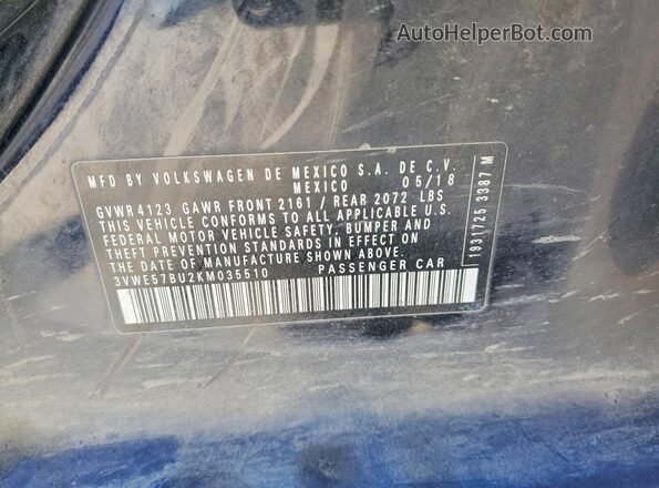 3VWE57BU2KM035510 2019 VOLKSWAGEN JETTA Black Вид підкапотного простору