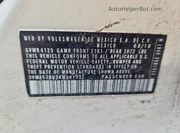 3VWE57BU3KM091732 2019 VOLKSWAGEN JETTA White Engine compartment view