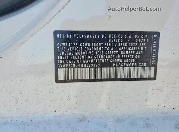 3VWE57BU4MM083173 2021 VOLKSWAGEN JETTA White ძრავის განყოფილების ხედი