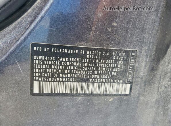 3VWE57BU5MM083571 2021 VOLKSWAGEN JETTA Серый Вид подкапотного пространства