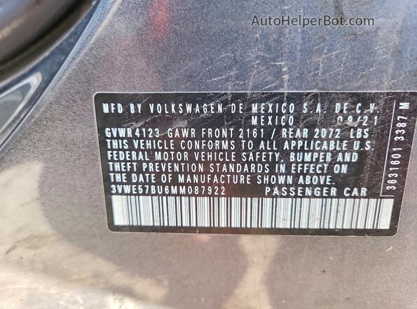 3VWE57BU6MM087922 2021 VOLKSWAGEN JETTA Gray Engine compartment view