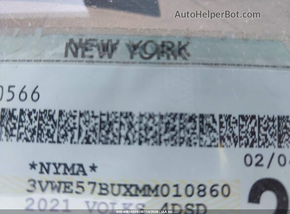 3VWE57BUXMM010860 2021 VOLKSWAGEN JETTA Gray 