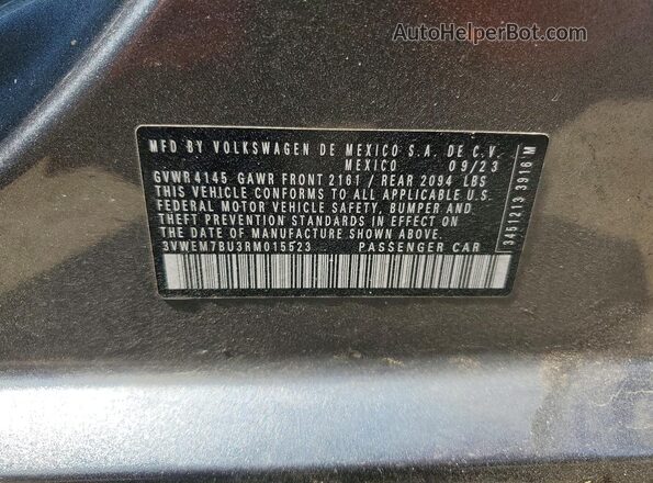 3VWEM7BU3RM015523 2024 VOLKSWAGEN JETTA Gray Շարժիչի բաժամունքի տեսք