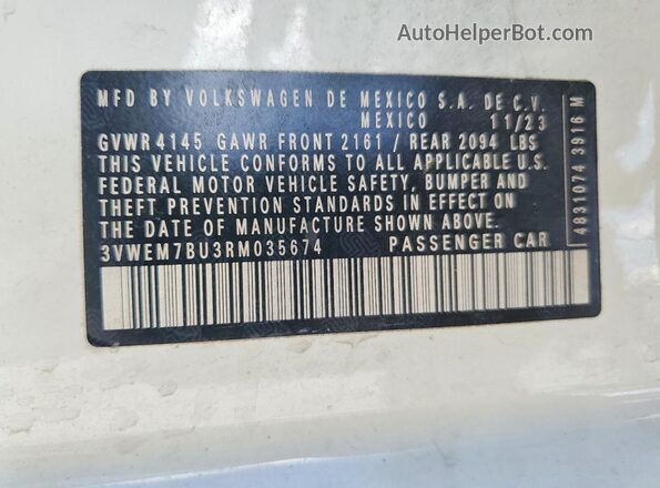 3VWEM7BU3RM035674 2024 VOLKSWAGEN JETTA White Engine compartment view