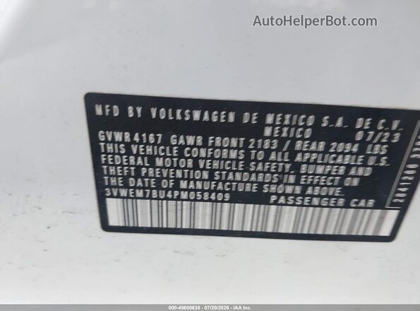 3VWEM7BU4PM058409 2023 VOLKSWAGEN JETTA White ძრავის განყოფილების ხედი