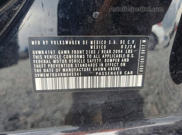 3VWEM7BU4RM045341 2024 VOLKSWAGEN JETTA Black Vista de la etiqueta del VIN
