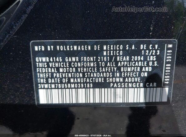 3VWEM7BU5RM039189 2024 VOLKSWAGEN JETTA Black Widok komory silnika