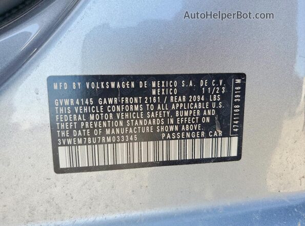 3VWEM7BU7RM033345 2024 VOLKSWAGEN JETTA Silver VIN կոդի պիտակի տեսք