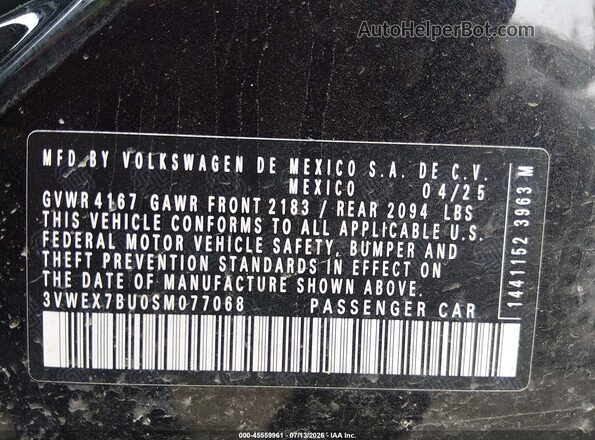 3VWEX7BU0SM077068 2025 VOLKSWAGEN JETTA Черный Вид подкапотного пространства