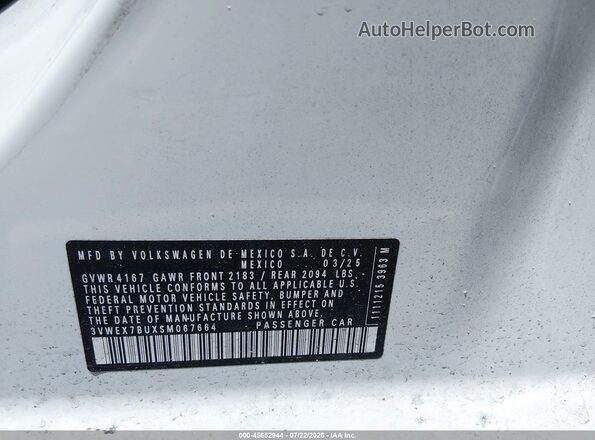 3VWEX7BUXSM067664 2025 VOLKSWAGEN JETTA White Շարժիչի բաժամունքի տեսք