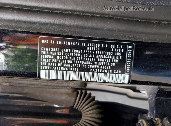 3VWF17AT6HM613142 2017 VOLKSWAGEN BEETLE Черный Вид наклейки с VIN-кодом