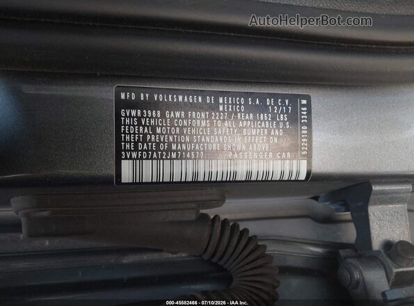 3VWFD7AT2JM714577 2018 VOLKSWAGEN BEETLE Серый Вид подкапотного пространства