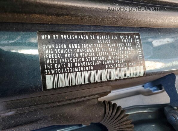 3VWFD7AT3JM707010 2018 VOLKSWAGEN BEETLE Black Շարժիչի բաժամունքի տեսք