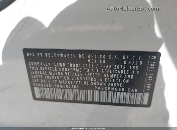 3VWG57BU2MM002406 2021 VOLKSWAGEN JETTA White Вид підкапотного простору