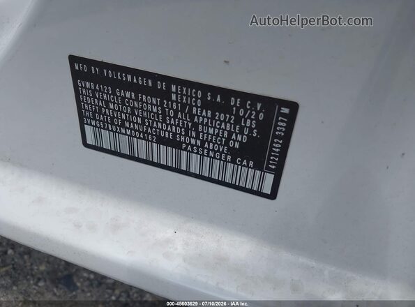 3VWG57BUXMM004162 2021 VOLKSWAGEN JETTA White Widok komory silnika