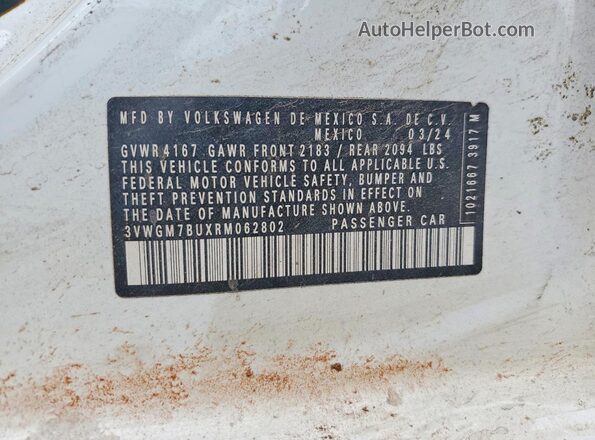 3VWGM7BUXRM062802 2024 VOLKSWAGEN JETTA Белый Вид наклейки с VIN-кодом