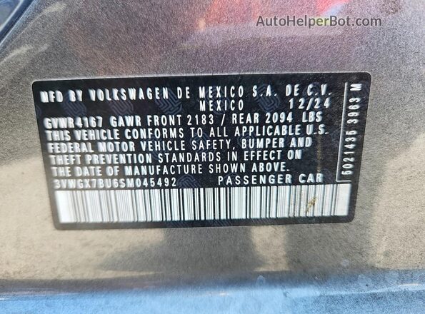 3VWGX7BU6SM045492 2025 VOLKSWAGEN JETTA Gray ძრავის განყოფილების ხედი