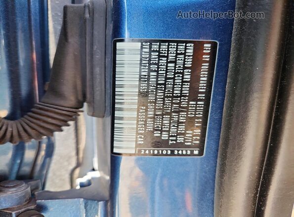 3VWJD7AT2KM717653 2019 VOLKSWAGEN BEETLE Blue VIN sticker view