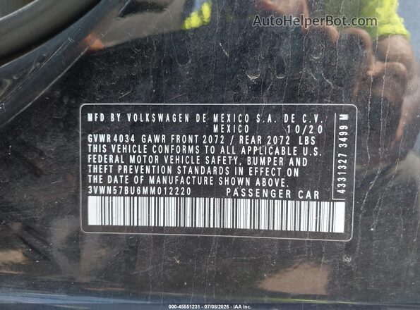 3VWN57BU6MM012220 2021 VOLKSWAGEN JETTA Black Widok komory silnika