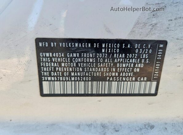 3VWN57BU9LM052600 2020 VOLKSWAGEN JETTA White Engine compartment view