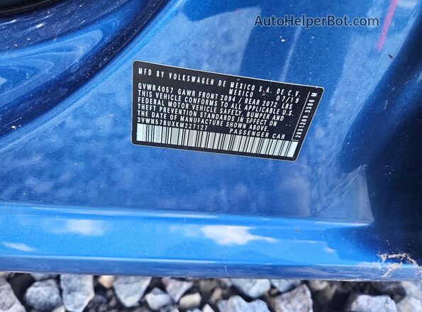3VWN57BUXKM227127 2019 VOLKSWAGEN JETTA Blue ძრავის განყოფილების ხედი