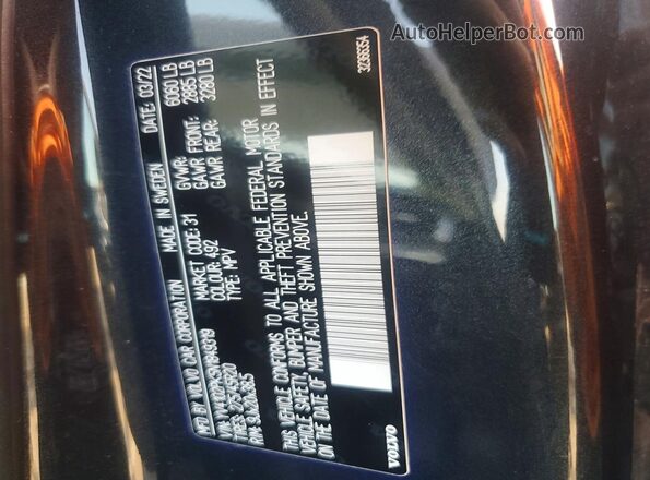 YV4102PK5N1849319 2022 VOLVO XC90 Gray 360 interior view