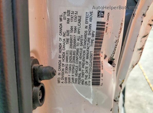 2HKRW6H33JH225671 2018 HONDA CR-V White Панорамний вид салону 360°