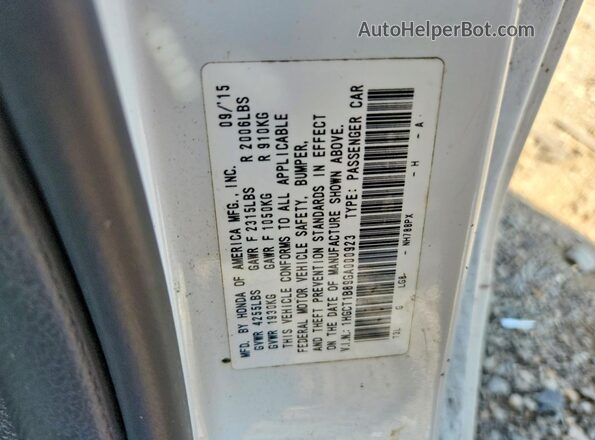 1HGCT1B89GA000923 2016 HONDA ACCORD White Vista de la etiqueta del VIN
