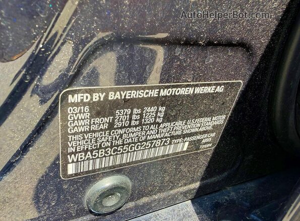 WBA5B3C55GG257873 2016 BMW 5 SERIES Blue Vista interior trasera