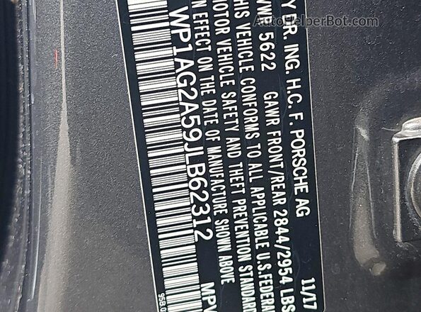 WP1AG2A59JLB62312 2018 PORSCHE MACAN Серый Вид задних сидений