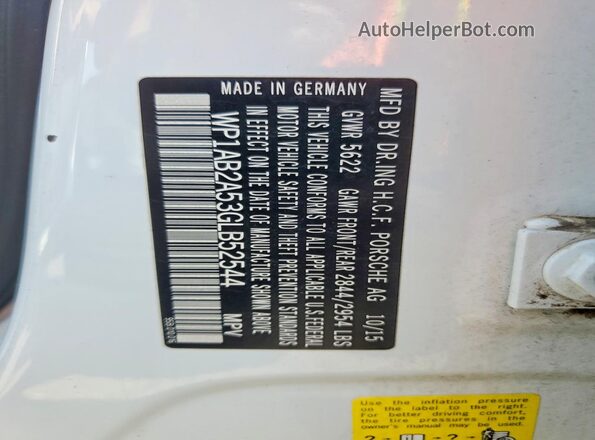 WP1AB2A53GLB52544 2016 PORSCHE MACAN White 360 interior view