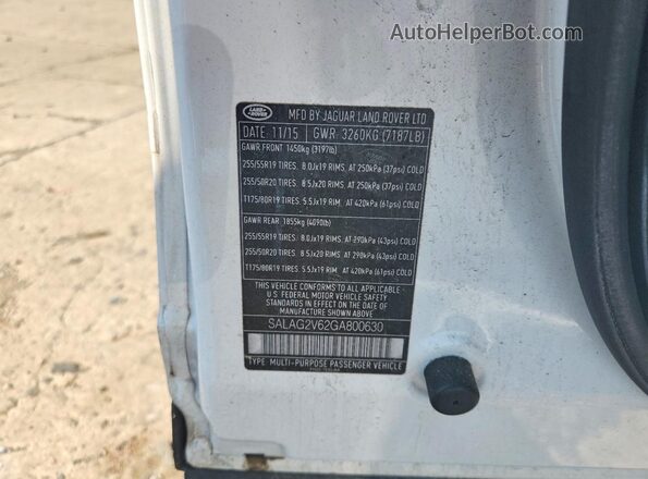 SALAG2V62GA800630 2016 LAND ROVER LR4 White Widok wnętrza 360 stopni
