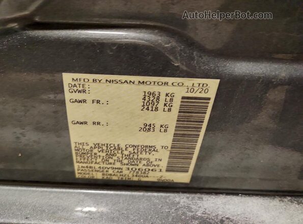 1N4BL4DV9MN306061 2021 NISSAN ALTIMA Gray Vista del compartimento del motor